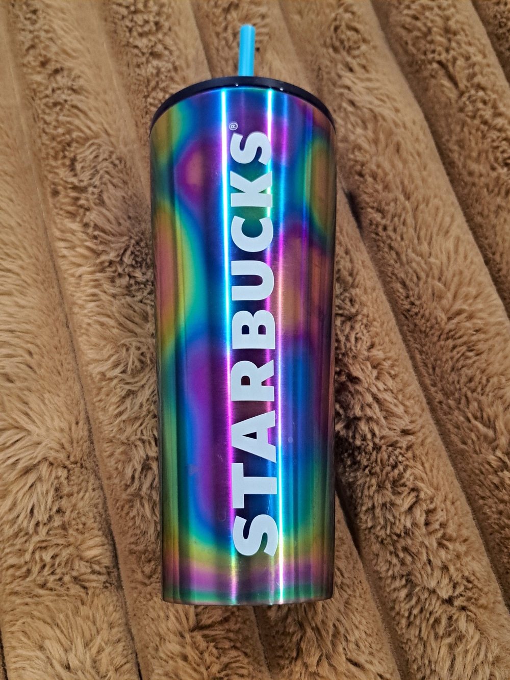 Starbucks Oil Slick Iridescent Rainbow Stainless Steel Cold Cup Tumbler 24 oz
